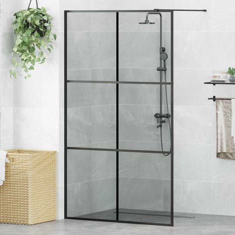 Walk-in Duschwand Schwarz 115 x 195 cm Gehärtetes Glas