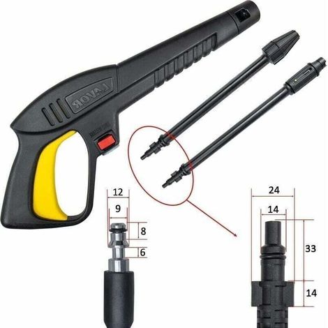 Pistolet à eau haute pression avec lance à jet variable et lance rotative, compatible avec les nettoyeurs haute pression Lavor (1/4)