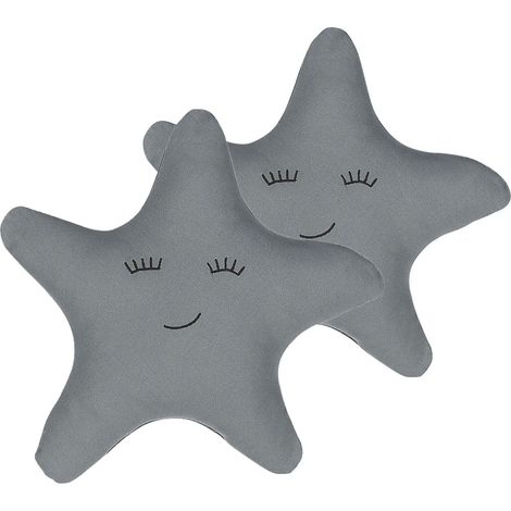 Set of 2 Decorative Cushions BHOPAL Cotton 40 x 40 cm Grey Star (1/5)