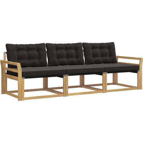 Set di divani da esterno con cuscino 3 pz  Salotto da Giardino Bianco e Nero (1/5)