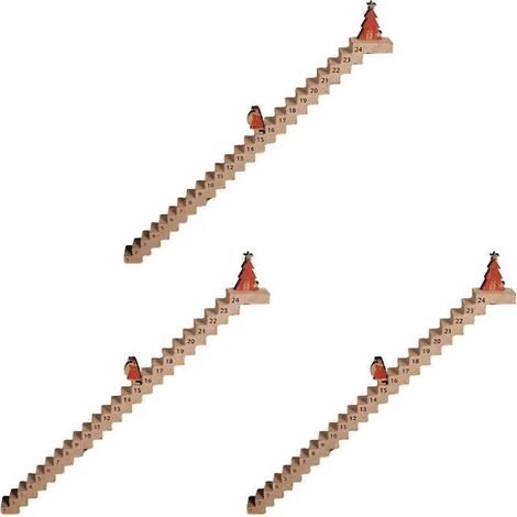 Hölzerner Adventskalender, Ornament mit Weihnachtsmann auf einer Treppe, Schreibtischdekoration, Geschenk (1/5)