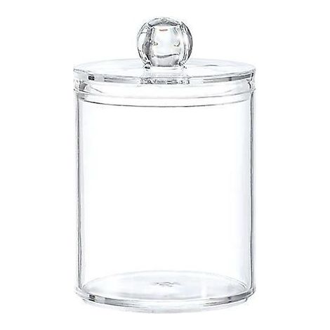 Boîte ronde en plastique pour cotons-tiges. Boîte de rangement ronde en acrylique pour cotons-tiges, empilable et combinable. PS t (1/5)