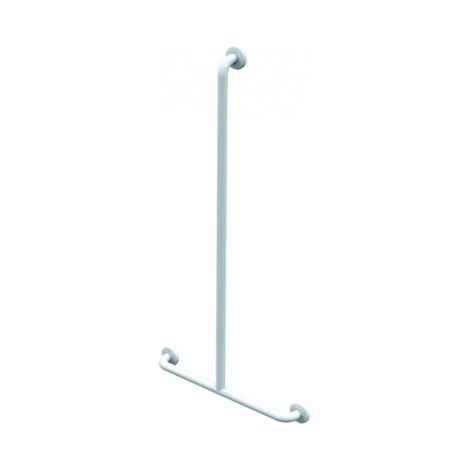 AKW – Barre de maintien inox époxy en T – Support douchette blanc – Longueur 1200mm – Diamètre 32mm – Pour installations sanitaires (1/2)