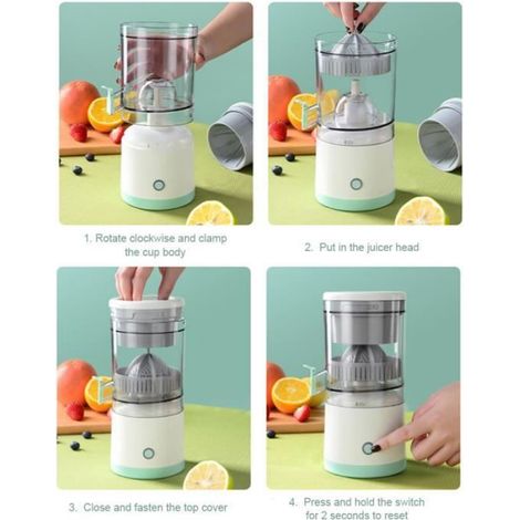 Presse Agrume Electrique Multifonctionnel Presse Fruits Sans Fil Portable USB Rechargeable Fruits Machine a jus d'orange Citron (1/4)