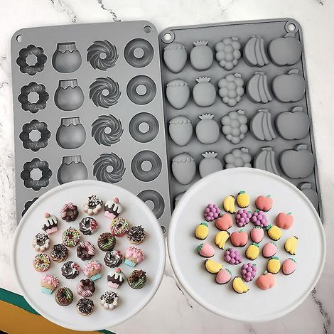 2pcs-moules En Silicone Pour Fruitsmoule Mousse Au Chocolat Pour Noix De Raisin, Banane Et Fudge (1/5)