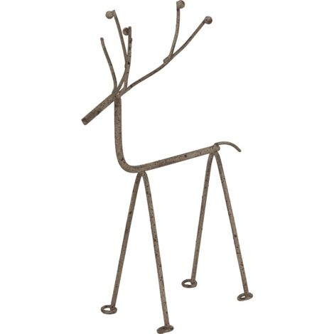 Rustic Reindeer on Stand Decoration - Metal - L6 x W16 x H23 cm - Silver