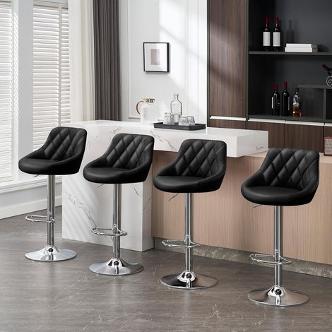 WOLTU 4x bar stools chairs Breakfast Dining stools chairs for Kitchen Adjustable Black