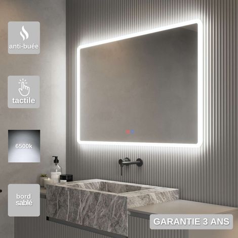 Miroir Salle de Bain LED Rétro-éclairé (6500K) - 90x80cm - Éclairage Frontal - Commandes Tactiles & Anti-Buée - PRAGA LEDIMEX (1/5)