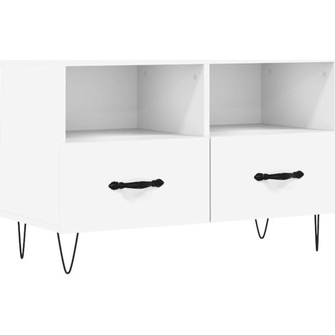 Mobile TV multimediale scaffale per televisione televisore buffet sala da pranzo soggiorno camera da letto 80 x 36 x 50 cm pannelli compositi bianco 020026296