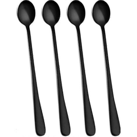 Cuillère à thé glacé Althee, manche long de 23 cm, noir mat. Cuillère à café. Cuillère à glace. Acier inoxydable JXY (1/5)