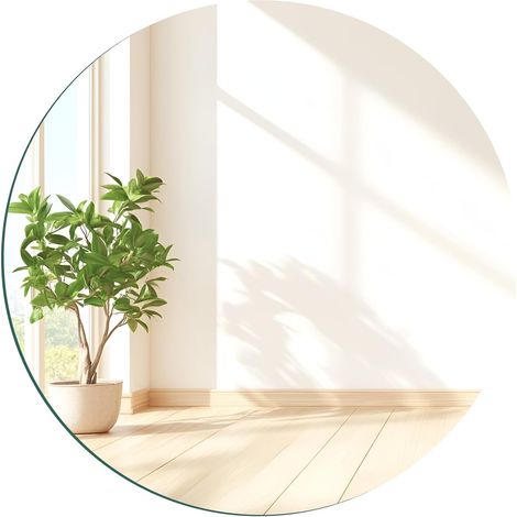 Miroir mural rond de 25 cm autocollant en verre circulaire Miroirs décoratifs HD sans cadre pour murs, salle de bain, chambre, salon, porte, etc (1/5)