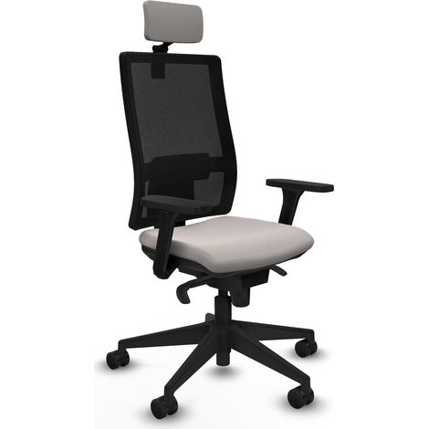 Horna sincro malla negra similpiel blanco brazos 3D base piramidal cabecero 2D ruedas 65mm nailon (1/5)