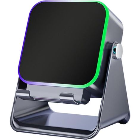 Enceinte à induction - Support pour téléphone - Chargement sans fil - Éclairage réglable - Noir