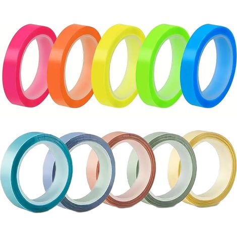 5 rouleaux de ruban fluorescent + 5 rouleaux de ruban Macaron (1/5)