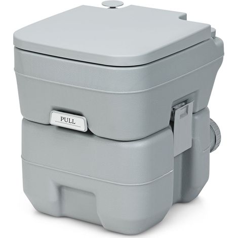 Toilette chimique portative 36 x 35 x 42 cm réservoir 20L léger pratique en HDPE gris