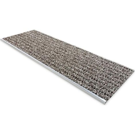 Sicherheits-Stufenmatte für außen Mit Alu-Schiene 24 x 60 cm Braun