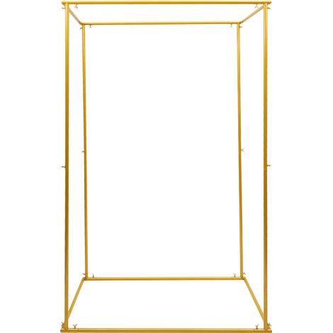 Cadre cubique de mariage en métal doré, arche carrée au sol 184 cm de haut, support pour arrangements floraux et ballons, décoration pour fond de scène, mariage, fête, cérémonie et événement (1/5)