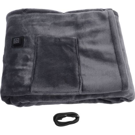 Crezuo Kleine elektrische Heizdecke, 5 V Schnellheizung, dicker Flanell, Grau, 140 x 80 cm / 55,1 x 31,5 Zoll