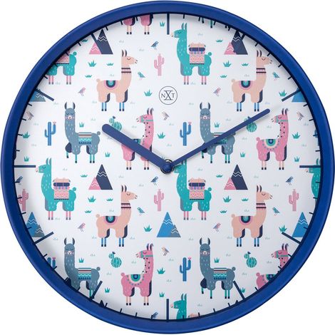 Horloge Murale Silencieuse en Plastique Bleu avec Cadran Motif Alpaga Ø 30 cm - PANGIVO (1/5)