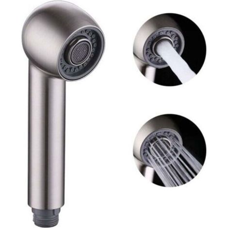 Douchette Robinet Cuisine Remplacement 2 Jets Tête Douchette pour Mitigeur extractible Cuisine, Filetage droit G1/2, Nickel Brossé (1/5)