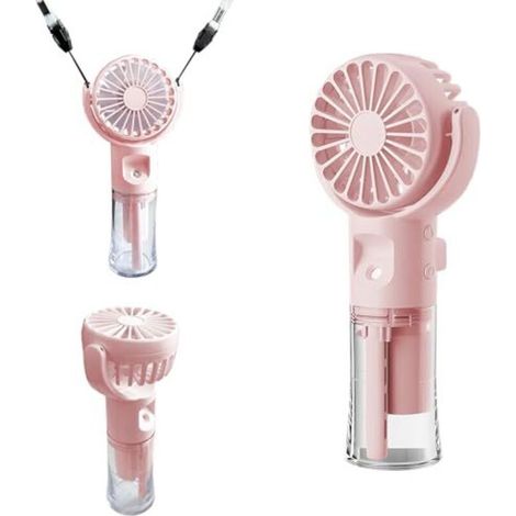 Mini ventilateur portable, brumisateur portable, rechargeable, 4 vitesses réglables, pour l'été, l'extérieur, les voyages, le maquillage, la maison, le bureau, le camping (1/5)