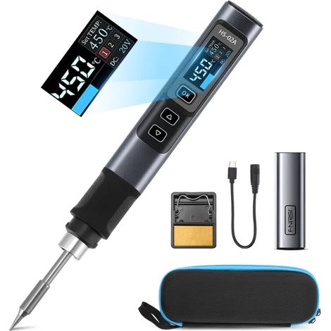 Kit de fer à souder intelligent HS-02A 100 W, numérique, 100-450 °C, panne unique, écran couleur haute résolution, compatible avec la charge PD/QC/DC, idéal pour l'électronique professionnelle. (1/5)
