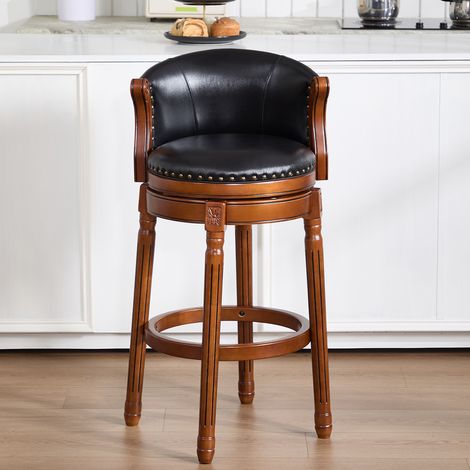 MEUBLIV Sgabello da bar 55x55x103 cm nero – girevole 360°, schienale, in pelle (1/5)