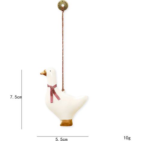 Décorations de sapin de Noël en métal, mini suspensions style nordique, ornements festifs en forme d’oie avec écharpe, accessoires décoratifs pour arbre de Noël, lot de 2 pièces (1/5)