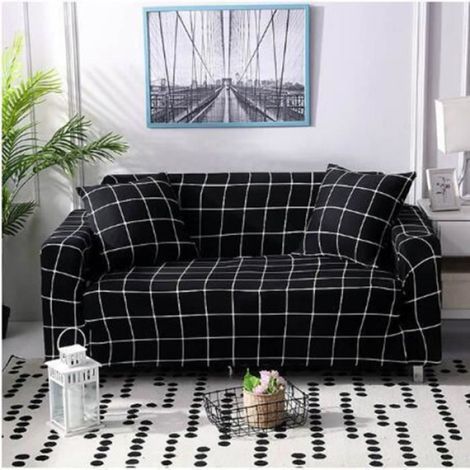 Housse de canapé - - Extensible - Noir - Lavable en machine - Protection universelle (1/4)