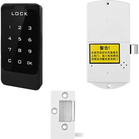 (Noir) Casier électrique à combinaison avec clavier tactile et serrure à moteur automatique pour tiroir. (1/5)