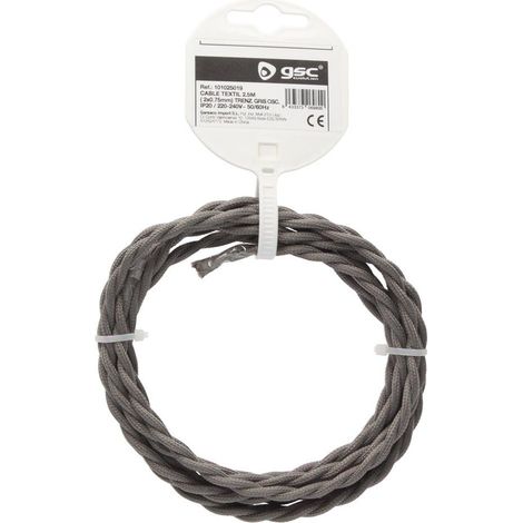 Cavo tessile 2.5M (2x0.75mm) intrecciato Grigio scuro