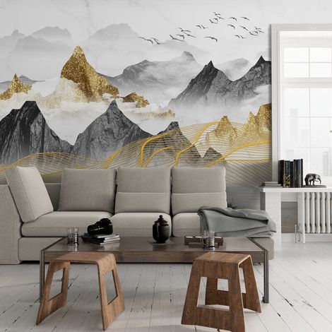 Papier Peint Montagne - Cimes Illuminées - 150 x 250 cm (1/2)