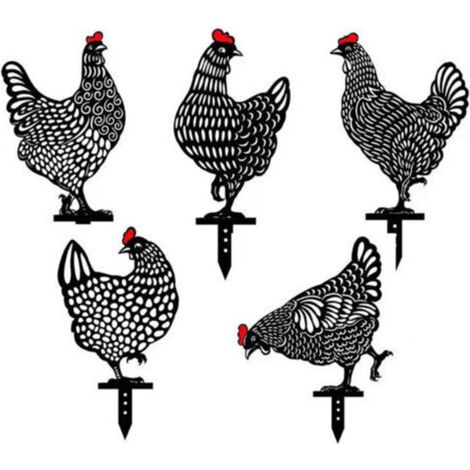 Hollow metal rooster statue for garden, lawn, decoration, animal silhouette, hollow metal stakes (1/4)