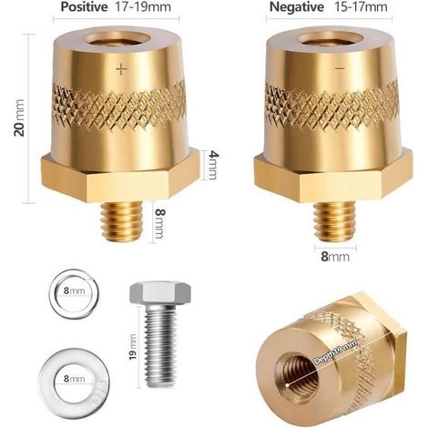 Coppia di adattatori per batteria in ottone M8, terminali per batteria, adattatore per polo batteria per batterie al litio per auto (1/4)
