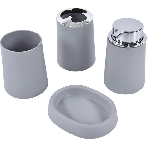 Ensemble de salle de bain multifonctionnel, simple et pratique, confortable, accessoires de salle de bain en acier inoxydable, gris (1/5)