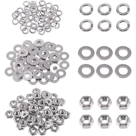 150 Pièces - Kit d'Assortiment d'Écrous Hexagonaux 6-32" et Rondelles Plates 6 avec Rondelles Grower 6 en Acier Inoxydable SAE 304, pour Usage Domestique et Automobile (1/5)