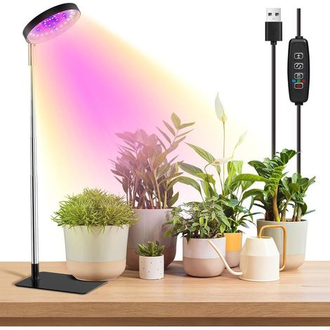 Lampe horticole à spectre complet pour plantes d'intérieur, 48 LED, 3 spectres lumineux au choix, autonomie de 3/9/12 heures (1/5)