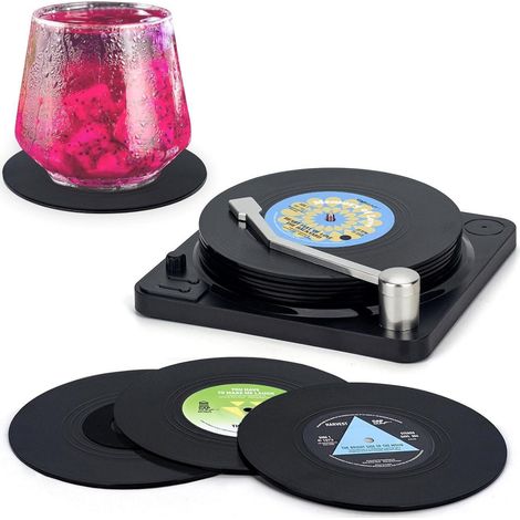 Valdivia Retro-Vinyl-Schallplatten Untersetzer mit Spieler, 6 (1/5)