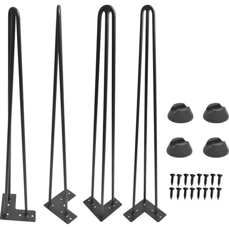 4 Pieds de table16 inch Furniture Metal Hairpin Legs, 3-Support Rod Metal Table Legs (1/5)
