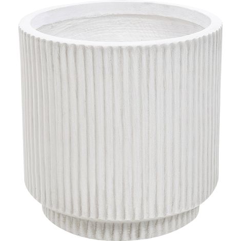 Maceta de mezcla de arcilla blanco crema 24 cm agujero drenaje acabado vertical Daria