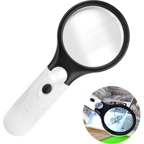Lupa de lectura, lupa de mano 30X con 3 luces LED, lupa iluminada, lupa de lectura iluminada, para leer, joyería, manualidades. (1/2)