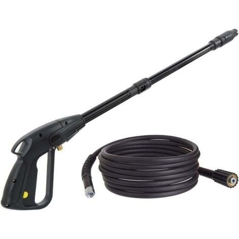 Pistola idropulitrice ad alta pressione M14x1.5 con mandrino da 14 mm e tubo ad alta pressione - Accessori per idropulitrice ad alta pressione - Ugello regolabile - Lunghezza tubo 5 m (1/5)