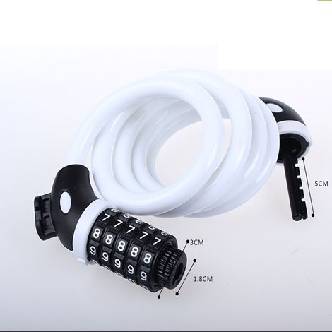 Antivol de vélo à combinaison à cinq chiffres, antivol de jante (blanc)
