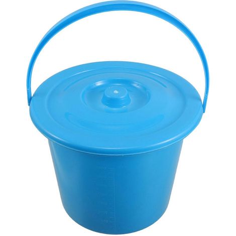 Seau de toilette 3000 ml - Urinoir de chevet avec poignée, couvercle et graduation - Pot de chambre en plastique épais pour usage hospitalier, domestique et automobile (hommes et femmes) - Bleu (1/5)