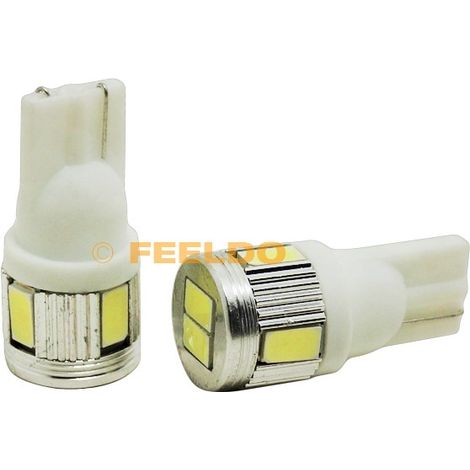 12V 3W T10/194/W5W 5630 6LED Car Parking Lights, LED Instrument Panel Lights, White (1/4)