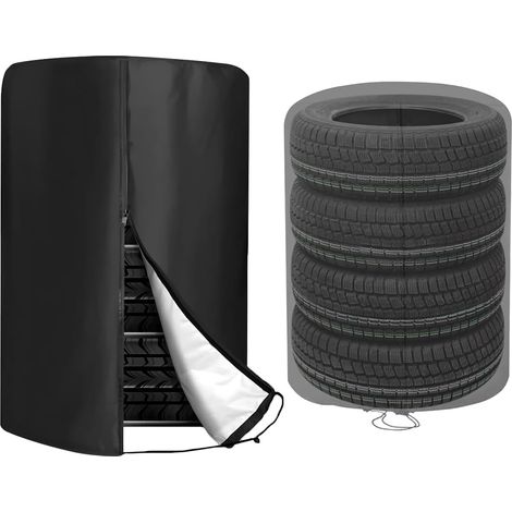 Housse de rangement pour pneus, housse de protection universelle pour 4 pneus, sac de rangement pour roue de secours (noir) (1/5)
