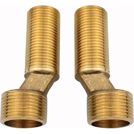 2 pièces Adaptateur de raccord S, 3/4 pouces x 1/2 pouce filetage extérieur S adaptateur pour pomme de douche, décalé de 8 mm, longueur 65 mm, bras pivotant réglable, raccord excentrique pour robinets (1/5)