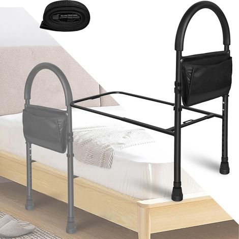 Aufstehhilfe Bett Haltegriffe Hilfsmittel für Senioren 83-113cm Höhenverstellbar inkl. Aufbewahrungstasche Anti-Rutsch Bettgriff, Pflegebett Bettgitter Zubehör für Erwachsene Behinderte NAIZY (1/5)