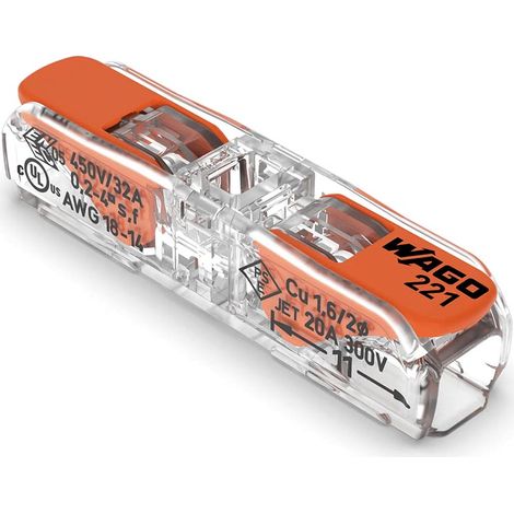Wago Connecteur d'épissure en ligne avec leviers 0,2 - 4 mm² - pour tous types de conducteurs (1/2)