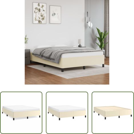 Kunstlederbett - Bettgestell Creme 140x190 cm Kunstleder (1/5)